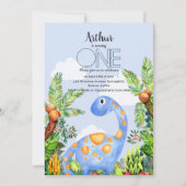 Boys Waterverf Dinosaur 1e verjaardag Uitnodiging (Voorkant)