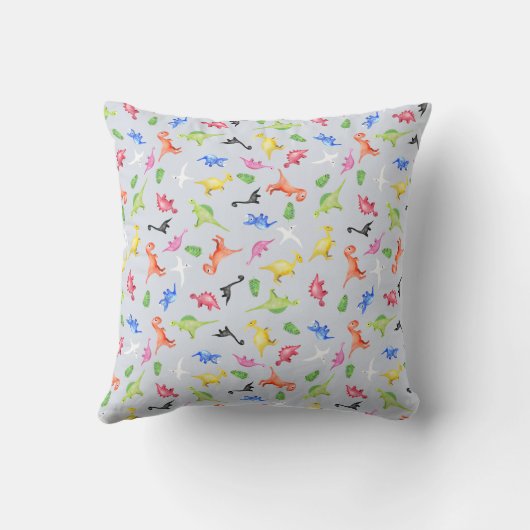 Boys Waterverf Dinosaur Monogram en naam Kinderen Kussen (Achterkant)