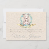 Boys Waterverf Floral Baby Baby shower Bedankkaart (Voorkant)