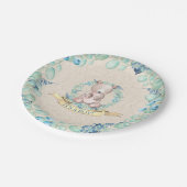 Boys Waterverf Floral Baby Baby shower Papieren Bordje (Gekanteld)