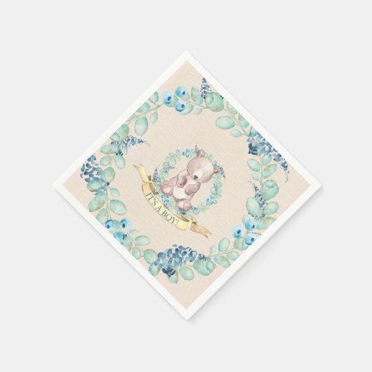 Boys Waterverf Floral Baby Baby shower Servet (Hoek)