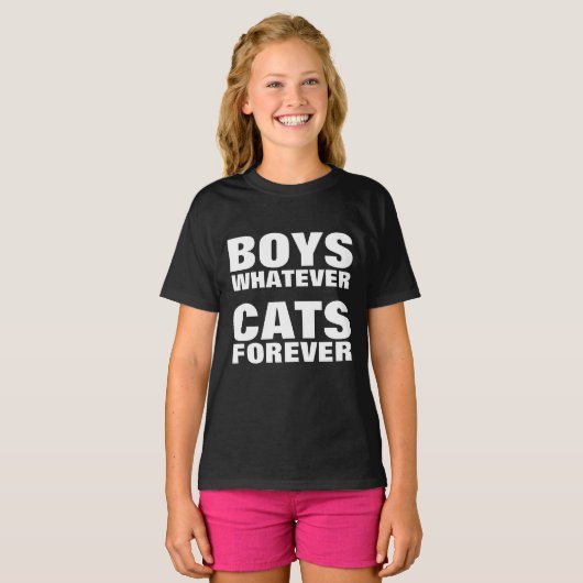 BOYS WHATEVER CATS FOREVER, Girls Cat T-shirts (Voorkant volledig)