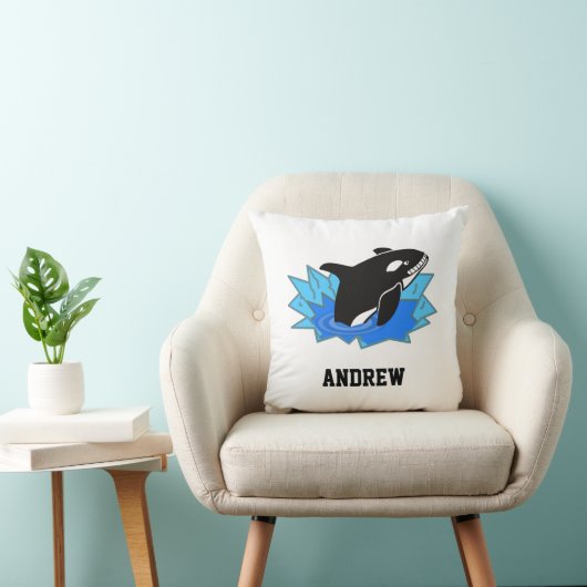 Boys White Blue en Black Cool Orca Kussen (Stoel)