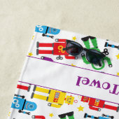 Boys White Sci Fi Robots en Aliens Print Strandlaken (In situ)