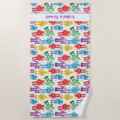 Boys White Sci Fi Robots en Aliens Print Strandlaken (Voorkant)