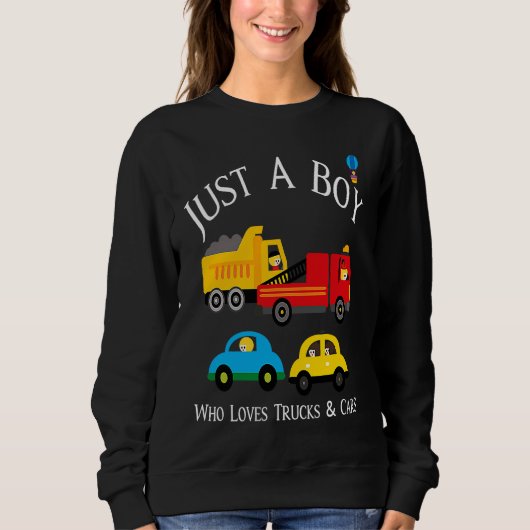 Boys Who Love Trucks & Cars Trui (Voorkant)