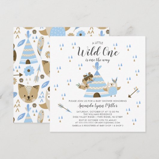 Boys Wild Een Baby shower Uitnodiging (Voorkant / Achterkant)