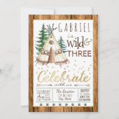 Boys Wild en Three Tribal TeePee derde verjaardag Kaart (Voorkant)