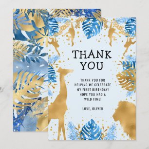 Boys Wild One 1e verjaardag Blue Safari Dank je Kaart