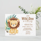 Boys Wild One Lion Baby shower Kaart (Staand voorkant)