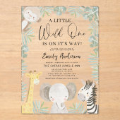 Boys Wild One Safari Animals Baby shower Acryl Uitnodigingen (Voorkant)