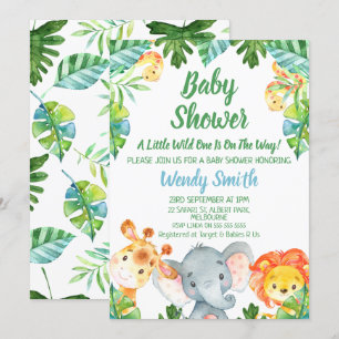 Boys Wild One Safari Animals Baby shower Kaart
