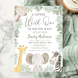 Boys Wild One Safari Animals Baby shower Kaart