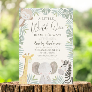 Boys Wild One Safari Animals Baby shower Kaart
