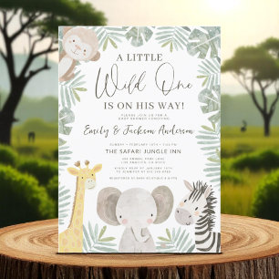 Boys Wild One Safari Animals Couples Baby shower Kaart