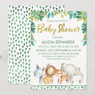 Boys Wild One Safari Baby shower Invitation Kaart