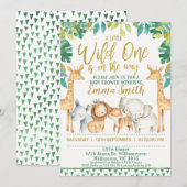 Boys Wild One Safari Oerwoud Baby shower Invitatio Kaart (Voorkant / Achterkant)