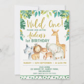 Boys Wild One Safari Uitnodiging eerste verjaardag (Voorkant)