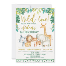 Boys Wild One Safari Uitnodiging eerste verjaardag