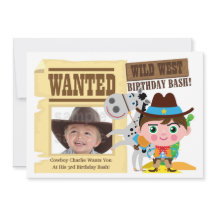 Boys Wild West Westerne Cowboy Birthday Invite