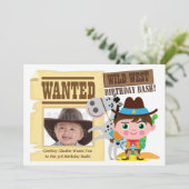 Boys Wild West Westerne Cowboy Birthday Invite Kaart (Staand voorkant)
