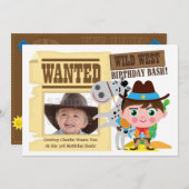 Boys Wild West Westerne Cowboy Birthday Invite Kaart (Voorkant / Achterkant)