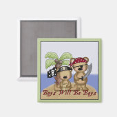 Boys Will Be Boys Lil Pirate Beren Magnet (Voorkant / Achterkant)