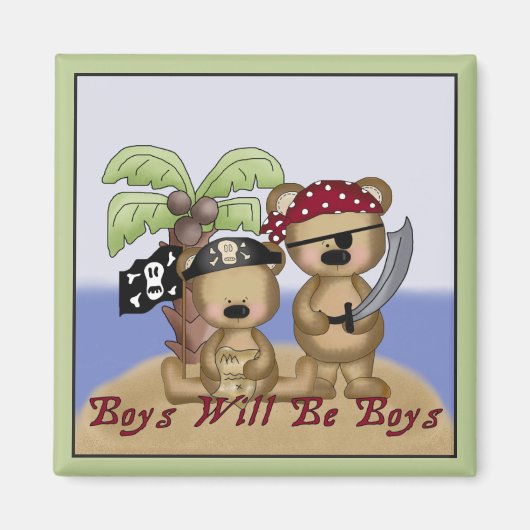 Boys Will Be Boys Lil Pirate Beren Magnet (Voorkant)