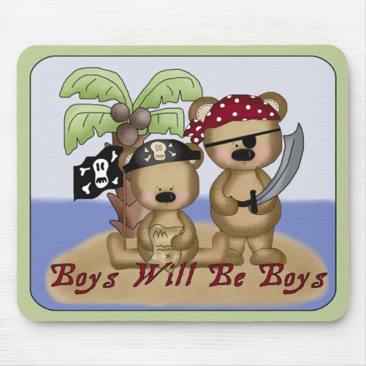 Boys Will Be Boys Lil Pirate Beren Mousepad Muismat (Voorkant)
