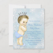 Boys Winter Wonderland Blue Snowflake Baby shower Kaart (Achterkant)