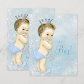Boys Winter Wonderland Blue Snowflake Baby shower Kaart (Voorkant / Achterkant)