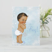Boys Winter Wonderland Snowflake Baby shower Kaart (Staand voorkant)