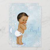 Boys Winter Wonderland Snowflake Baby shower Kaart (Voorkant / Achterkant)