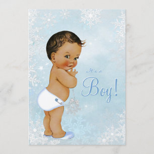 Boys Winter Wonderland Snowflake Baby shower Kaart