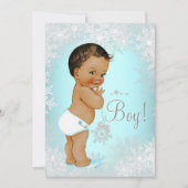 Boys Winter Wonderland Snowflake Baby shower Kaart (Voorkant)