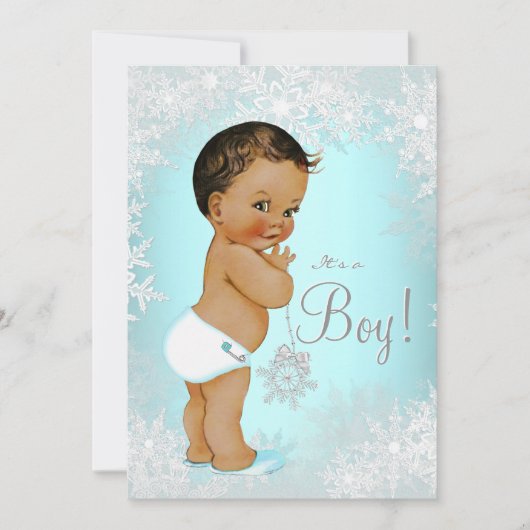 Boys Winter Wonderland Snowflake Baby shower Kaart (Voorkant)