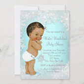 Boys Winter Wonderland Snowflake Baby shower Kaart (Achterkant)
