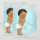 Boys Winter Wonderland Snowflake Baby shower Kaart (Voorkant / Achterkant)