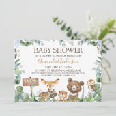 Boys Woodland Animals Baby shower Invitation Kaart (Staand voorkant)