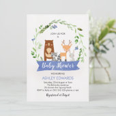Boys Woodland Animals Baby shower Invitation Kaart (Staand voorkant)