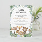 Boys Woodland Animals en Greenery Baby shower Kaart (Staand voorkant)