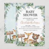Boys Woodland Animals en Greenery Baby shower Kaart (Voorkant / Achterkant)