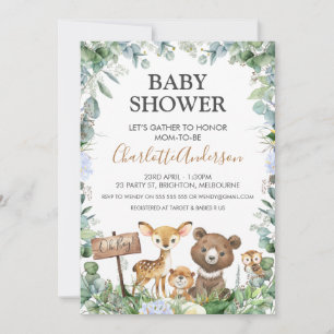 Boys Woodland Animals en Greenery Baby shower Kaart