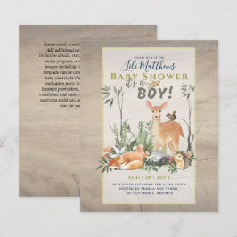Boys Woodland Animals Forest Baby shower Invita