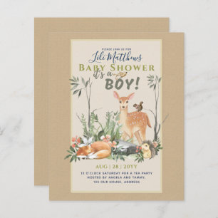 Boys Woodland Animals Forest Baby shower Invita