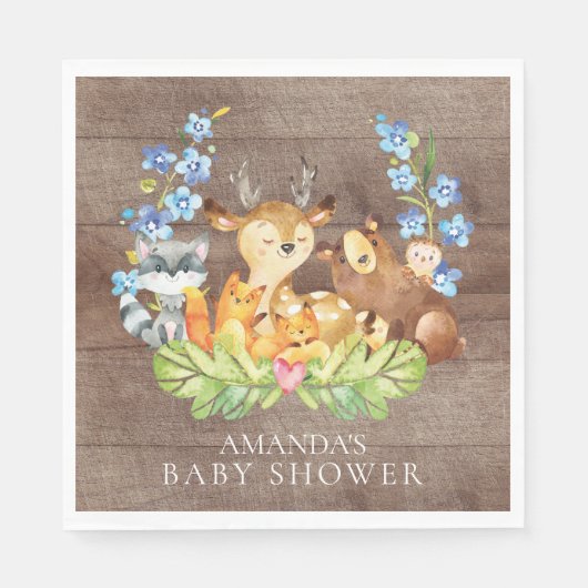 Boys Woodland Baby shower papieren servetten (Voorkant)