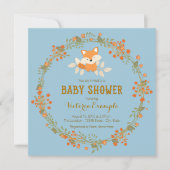 Boys Woodland Fox Baby shower Kaart (Voorkant)
