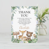Boys Woodland Greenery Baby shower Hartelijk dank Kaart (Staand voorkant)