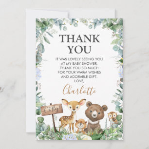 Boys Woodland Greenery Baby shower Hartelijk dank Kaart