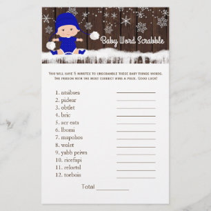 Boys Word Scramble Nursery Rhyme Baby shower Games Flyer